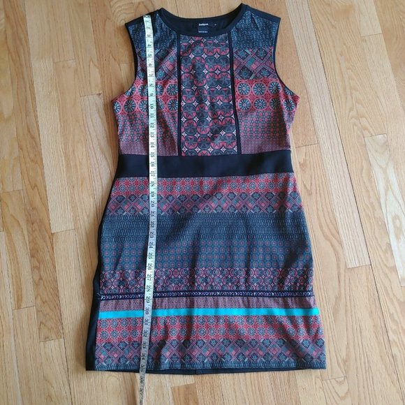 [SOLD] Desigual Birmania Woven Sleeveless Geometric Design Shift Dress - Picture 13 of 16